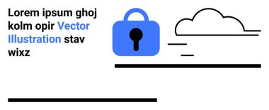 Mavi kilit ve bulut veri koruması ve dijital güvenliği sembolize ediyor. Teknoloji için ideal, siber güvenlik, bulut hizmetleri, dijital çözümler, çevrimiçi mahremiyet. İniş sayfası için pankart