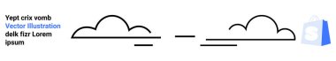 İki bulut çizimi ve geometrik çizgileri olan basit bir tasarım. Temiz, minimalist tasarım. Keskin, ince çizgiler var. Hava durumu temaları, minimal tasarımlar, çevrimiçi mağazalar, teknoloji odaklı