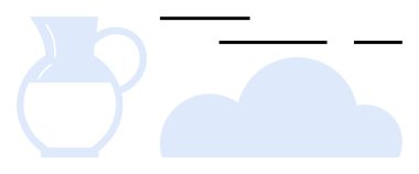 Modern minimalist çömlek sürahisi soyut mavi bulutun yanında siyah çizgilerle aksanlı. Ev dekorasyonu, mutfak gereçleri, sanat koleksiyonları, minimalist sanat severler, seramik tutkunları, tasarım için ideal