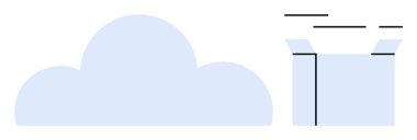 Bulut depolama ve teknolojik gelişmeleri vurgulayan açık bir kutunun yanındaki büyük mavi bulut. Teknoloji hizmetleri, bulut çözümleri, dijital pazarlama, girişimler, yazılım geliştirme için ideal