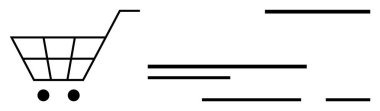 İki tekerli basit bir alışveriş arabası. Yanında da hız ve verimliliği gösteren yatay çizgiler var. Çevrimiçi perakende satış, e-ticaret platformları, dijital mağazalar, alışveriş uygulamaları için ideal
