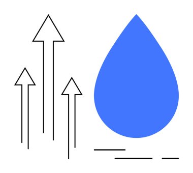 Mavi su damlası, birden fazla yukarı doğru olan okların yanında büyümeyi, ilerlemeyi ve çevresel bilinci simgeliyor. Suyun korunması, çevre kampanyaları, sürdürülebilirlik projeleri, büyüme için ideal