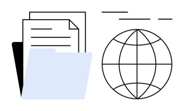 Dizin tutulan belgeler ve küresel ağ ve dijital yönetimi temsil eden bir küresel simge. Dijital organizasyon, İnternet, küresel işletme, veri yönetimi, bilgi paylaşımı için ideal