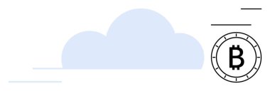 Bitcoin sembollü soyut bulut şekli bulut depolama ve kripto para birimini temsil ediyor. Dijital finans, engelleme teknolojisi, bulut hesaplama, çevrimiçi güvenlik, fintech, gelecek için ideal