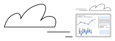 Detaylı veri analiz paneline grafikleri ve grafikleri olan biçimlendirilmiş bulut simgesi. Veri depolama, bulut hesaplama, iş analizleri, veri yönetimi, ağ çözümleri için ideal