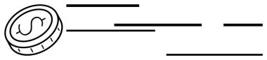 Hareket çizgileriyle sembolize edilen yüksek hızda hareket eden sikke. Finansal hizmetler, yatırım, bankacılık, dijital ödemeler, ekonomik büyüme, döviz kuru, çevrimiçi işlemler için ideal. İniş afişi