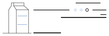 Süt kutusu soyut çizgi ve noktalardan oluşan bir dizinin yanında. Modern ambalaj, gıda endüstrisi, ürün tasarımı, markalaşma kavramları, minimalist promosyonlar, grafik tasarım projeleri, eğitim projeleri için ideal