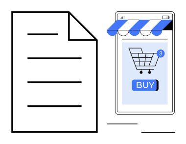 Bir kağıt parçasının yanında uygulaması açık bir akıllı telefon. Çevrimiçi alışveriş, mobil ticaret, dijital pazarlama, e-ticaret ve sipariş yönetimi konuları için ideal. Basit modern tasarım