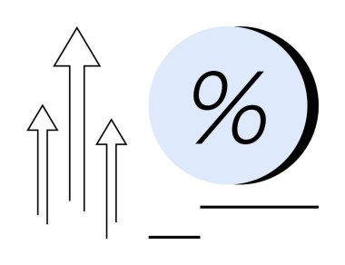 Büyümeyi, ilerlemeyi ve finansal gelişmeyi temsil eden büyük yüzdelik bir sembolle birden fazla yukarı doğru ok. İş, finans, ekonomi, satış, pazarlama ve istatistik için idealdir. Satır metaforu