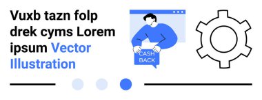 Cash 'i mavi çerçevede sunan kişi, vites simgesi, renkli daireler ve metin. Pazarlama kampanyaları, tanıtım materyalleri, blog görselleri, iş sunumları, sosyal medya paylaşımları için ideal