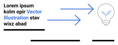Metin blokları ve oklar, bitki imgeleriyle karakterize edilmiş bir ampulü gösteriyor. İş stratejisi, yenilik, yaratıcılık, büyüme kavramları, sunumlar, eğitim materyalleri, girişimler için ideal