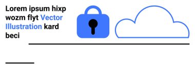 Kilit ve bulut simgeleri bulut depolama güvenliğini gösteriyor. Siber güvenlik, bulut bilgisayarı, veri koruması, teknoloji blogları, bilişim hizmetleri, yazılım pazarlama ve çevrimiçi güvenlik dersleri için ideal. Pankart