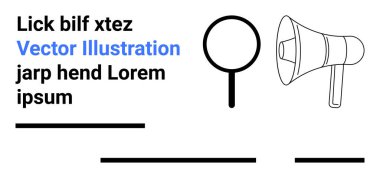 Büyüteç, megafon, yer tutucu metin ve yatay çizgiler. Sunumlar, bloglar, bilgi grafikleri, web tasarımı, pazarlama materyalleri, eğitim araçları, kullanıcı arayüzleri iniş sayfası için ideal