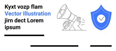 Elinde bir megafon ve mavi bir palette işaretli bir kalkan vardı. Dijital pazarlama, halka açık duyurular, çevrimiçi kampanyalar, güvenlik bilgileri, promosyonlar, güvenlik ipuçları için ideal
