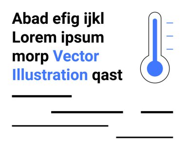 Değişen yazı tipi boyutlarına sahip metin elemanları siyah ve mavi. Termometre simgesi seviyeleri gösteren üç çizgi gösteriyor. Eğitim içeriği, bilgi grafikleri, sunumlar, web siteleri ve uygulamalar için ideal