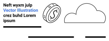 Bulutun yanında dolar işareti olan bozuk para. Finansal hizmetler, bulut hesaplama, fintech, yatırım, tasarruf, teknoloji entegrasyonu ve çevrimiçi bankacılık için ideal. İniş sayfası