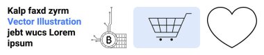 Alışveriş arabası, kripto para birimi sembolü ve kalp taslağı. E-ticaret, finans hizmetleri, kripto para birimi, pazarlama, dijital işlemler, müşteri sadakat programları, sunumlar için ideal