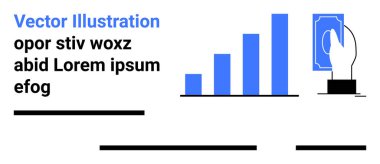 Yükselen parmaklıklar, el ele tutuşan para ve yer tutucu metin elemanları olan bar çizelgesi. Finansal sunumlar, iş büyümesi görselleri, ekonomik raporlar, yatırım broşürleri, pazarlama için ideal