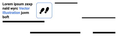 Bir karenin içindeki ayak izi sembolü, yer tutucu metne ve çoklu yatay siyah çizgilere bitişik. Web sitesi tasarımı, iş sunumları, eğitim materyalleri, pazarlama kampanyaları, kullanıcı