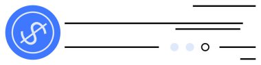 Beyaz dolar işaretli mavi daire, soyut siyah çizgiler ve düz dizaynlı mavi ve gri noktalar. Finans, para, bankacılık, uygulama tasarımı, minimalizm, web tasarımı, para birimi temaları için ideal. Çizgi