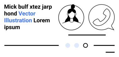 Minimalist bir dizaynda kullanıcı profili simgesi, telefon sembolü ve metin ögeleri. İş, iletişim, iletişim sayfaları, bilgi, modern tasarım, dijital pazarlama ve kullanıcı arayüzü için idealdir. İniş sayfası