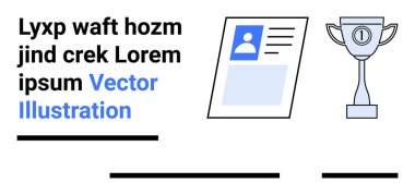 ID card with profile picture and text next to a trophy with the number one symbol. Ideal for professional achievements, recognition awards, employee of the month, corporate presentations, HR