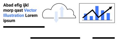 Oklu bulut, yükselen grafik ve siyah-mavi yazı. Teknoloji, veri analizi, bulut hesaplama, iş büyümesi, sunumlar, ağ oluşturma, çevrimiçi pazarlama için ideal. İniş sayfası