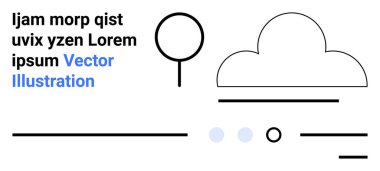 Metinli bulut, tek ağaç, düz çizgiler, çeşitli geometrik şekiller, siyah ve mavi renkler. Web tasarımı için ideal, UIUX, iniş sayfaları, minimalist, teknoloji, bilgi, dijital temalar. İniş sayfası