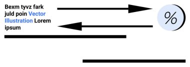 Oklar yer tutucu metni olan yüzde sembolünü gösteriyor. Bilgi grafikleri, veri sunumu, mali raporlar, iş analizi, eğitim materyalleri, pazarlama görselleri, web sitesi için ideal