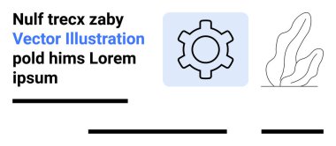 Mavi karede vites sembolü, minimalist bitki çizimi, siyah metin blokları. Web siteleri, teknoloji blogları, üretkenlik uygulamaları, eğitim materyalleri, iş sunumları, bilgi grafikleri ve UIUX için ideal