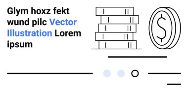 Bir dolar işaretinin yanında birikmiş bozuk paralar, siyah ve mavi yazılı metin. Finansal büyüme, tasarruflar, yatırımlar, bankacılık, ekonomi, mali planlama, dijital sunumlar için ideal. İniş