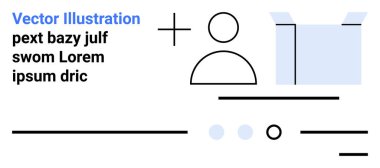 Kullanıcı simgesi, artı işareti, açık kutu, satırlar ve metin ögeleri. Kullanıcı arayüzü, kayıt sayfaları, dersler, ekommerce, minimalist tasarım, Web Geliştirme İniş sayfası için ideal