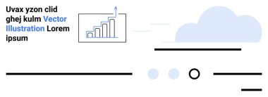 Büyüme oku, bulut, lorem ipsum metni, yatay çizgiler ve daireler içeren bar çizelgesi. İş, teknoloji, istatistik, veri analizi, bilgi, web tasarımı, minimalizm İniş sayfası için ideal