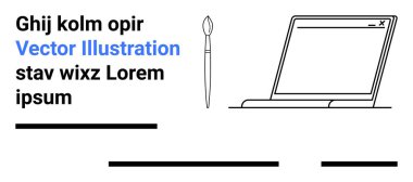 Dizüstü bilgisayar, fırça ve yer tutucu metin teknolojiyi ve yaratıcılığı vurgulayan temiz bir tasarım oluşturur. Web tasarımı için ideal, teknik öğretiler, dijital pazarlama, yaratıcı portföyler, içerik oluşturma