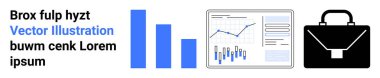Soldaki metin, bar çizelgesi, analitik grafik ve siyah evrak çantası. Profesyonel kullanım için ideal, iş analizi, veri sunumu, piyasa araştırması, şirket tasarımı, finans, raporlar. İniş sayfası