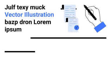Elinde siyah bir kalem yazısı, kontrol listesi ve mavi işaretli pano ve metin var. İş için ideal, sunumlar, raporlar, eğitim, bilgi grafikleri, pazarlama, web tasarımı, iniş sayfası