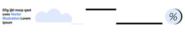 Metin bloklarının yanında yüzde işareti olan bulut grafiği. Veri görselleştirme, analitik, verimlilik ölçümleri, iş raporları, bilgi grafikleri, eğitim materyali ve sunumlar için ideal