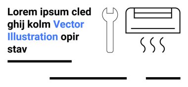 Metin, kalın çizgiler, anahtar sembolü, buhar hatlı klima. HVAC hizmetleri, onarım kılavuzları, bakım blogları, teknik rehberler, çevrimiçi dersler, bilgi grafikleri ve eğitim için ideal