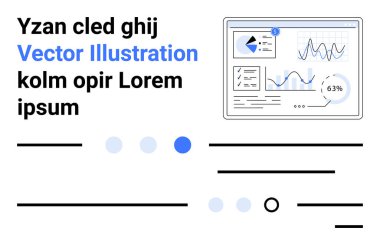 Analitik grafikleri, pasta grafiği ve istatistikleri olan bilgisayar ekranı. Pazarlama, veri analizi, iş raporları, SEO, gösterge paneli tasarımı, teknik sunumlar ve web siteleri için ideal. İniş sayfası