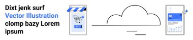Bir mağaza vitrininde alışveriş arabası, buluta bağlanıyor, ardından da mobil bir cihazın analitik gösterge paneli. E-ticaret, bulut hesaplama, veri güvenliği, mobil uygulamalar, çevrimiçi perakende satış için ideal
