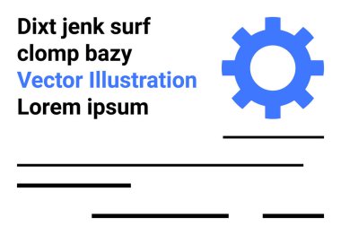 Siyah metin ve yatay çizgilerle mavi renkli vites sembolü. Yer tutucuları olan metin elemanları. Web tasarımı, bilgi grafikleri, teknoloji sunumları, markalaşma, pazarlama, eğitim materyalleri için ideal