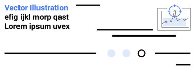 Yer tutucu metin, rastgele çizgiler, bir grafiğin küçük bir resmi ve daireler içeren soyut bir düzen. Modern tasarım için ideal, UXUI projeleri, minimalizm, yaratıcı planlar, iniş sayfaları, yer tutucular, web sayfaları