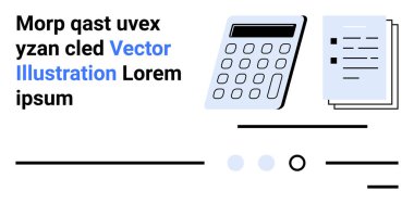 Hesap makinesi, belgeler, çizgiler ve noktalar. Finansal görevler, ofis işleri, muhasebe, muhasebe, muhasebe, hesaplamalar, veri girişi ve raporlar için ideal