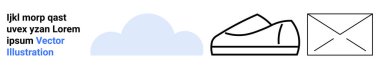 Bulut, ayakkabı ve zarf simgeleri basit, modern tarzda. Teknolojiyi, modayı, iletişimi temsil ediyor. Web siteleri, uygulamalar, pazarlama, sunumlar için ideal eğitici içerik indirme sayfası