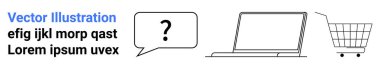 Soru işareti, dizüstü bilgisayar ve alışveriş arabası olan konuşma balonu. E-ticaret teması müşteri desteği ve online alışverişe odaklandı. Perakende satış siteleri, çevrimiçi mağazalar, teknik destek, iletişim için ideal