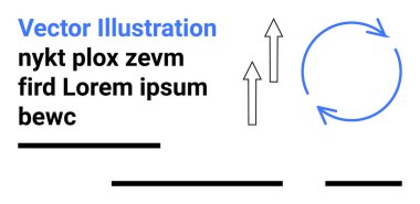 Dikey oklar, metin elementlerinin yanında yukarı doğru hareket ettiğini ve döngüyü gösteren dairesel bir ok olduğunu gösteriyor. İş akışı, sunumlar, bilgi grafikleri, raporlar, öğretiler, web siteleri için ideal