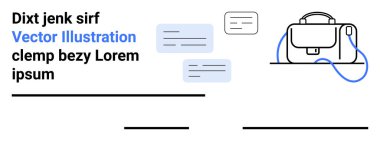 İş çantası, metin tutucular, mavi çizgiler, minimalist tasarım. Şirket sunumları, pazarlama materyalleri, iş siteleri, iniş sayfası tasarımları, eğitim içeriği için ideal