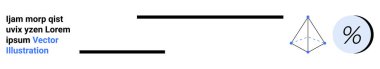Geometrik şekiller, yüzde sembolü, piramit yapısı ve basit metin elemanları. İş analizleri, sunumlar, bilgi grafikleri, eğitim materyalleri, web tasarımı, veri görselleştirmesi için ideal