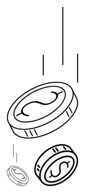 Gökten düşen dolar işaretli sikkeler mali istikrarsızlığı ya da ekonomik çöküşü temsil ediyor. Finans, ekonomi, bankacılık, iş, yatırım riski, ekonomik kriz zenginliği için idealdir. Çizgi