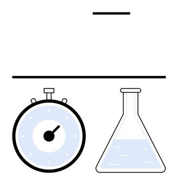 Kronometre ve konik matara, bilimsel araştırma ve zaman ölçümlerinde anahtar araçlar. Eğitim, bilim, araştırma, kimya, zaman yönetimi, doğruluk temaları için ideal. Satır metaforu